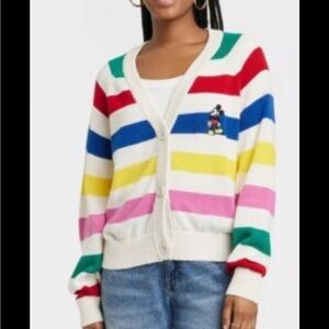 Disney 100 Multicolor Striped Cardigan Sweater